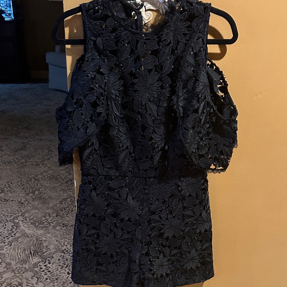 Alice and Olivia brand new tags size 8 Black Floral Lace romper
